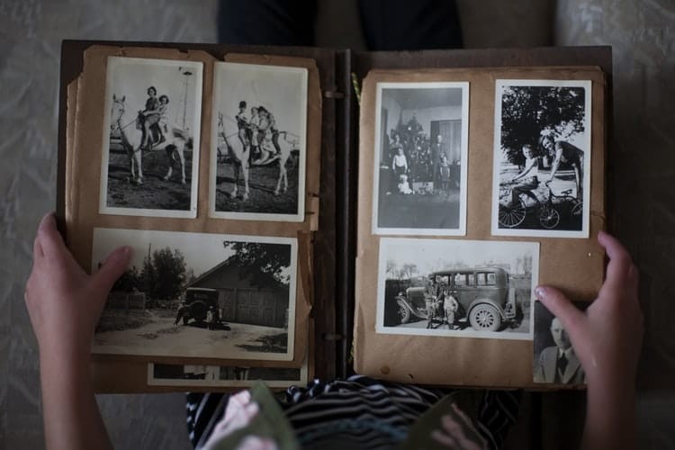 Photo album of old black&amp;white pictures