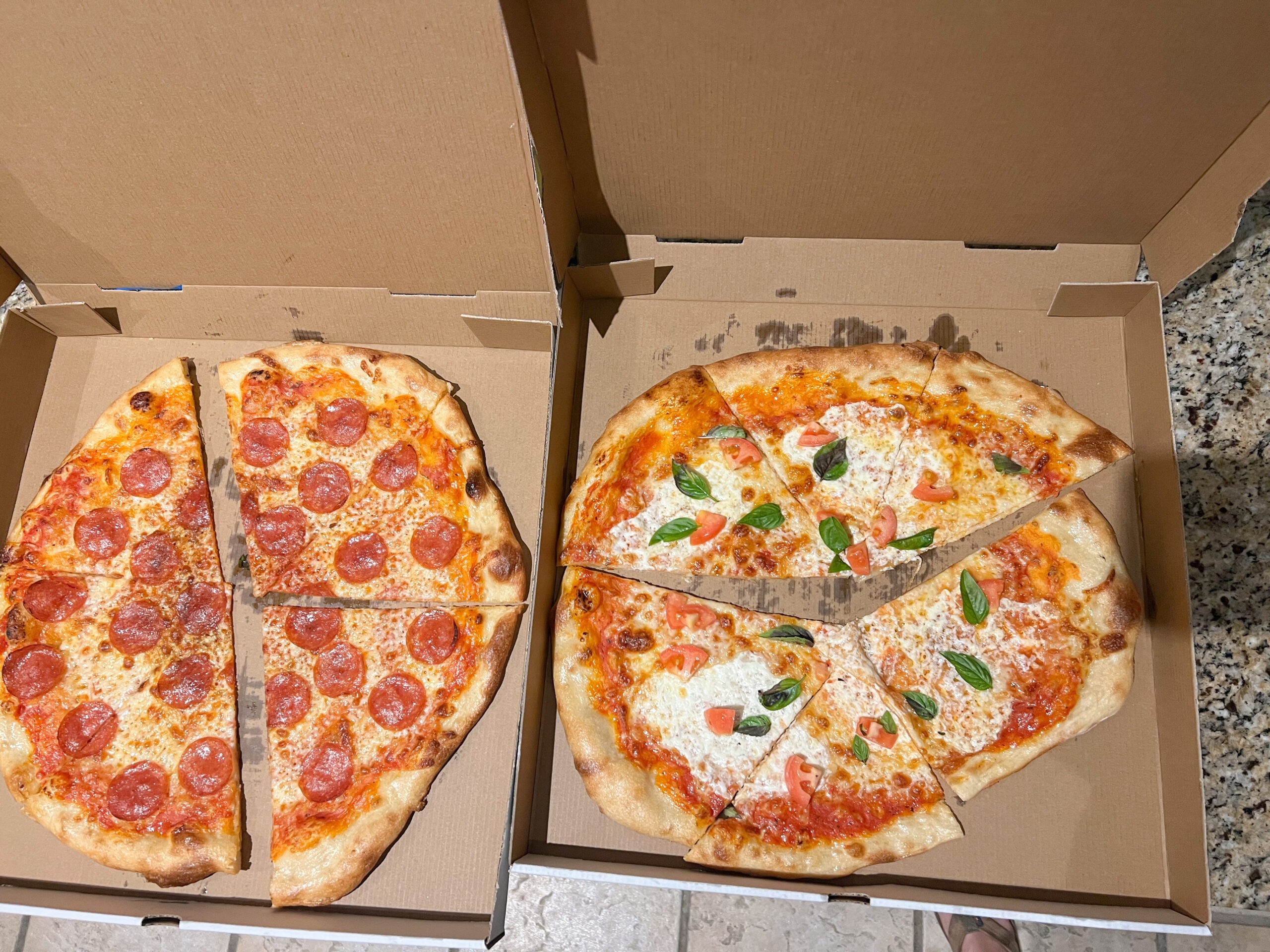 Pizzas from Pizza Bar in Paradise.