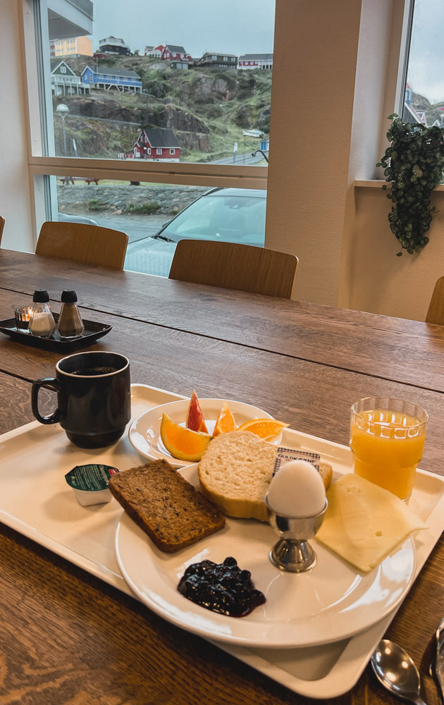 Breakfast at Hotel SØMA Sisimiut during Greenland travel