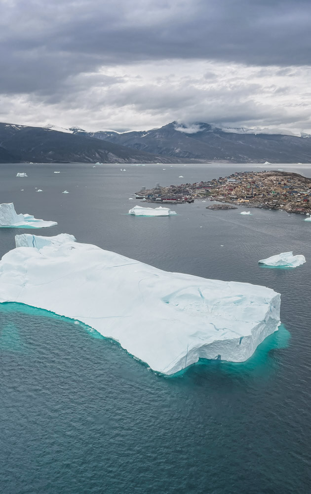 View from a small plane window during Greenland travel