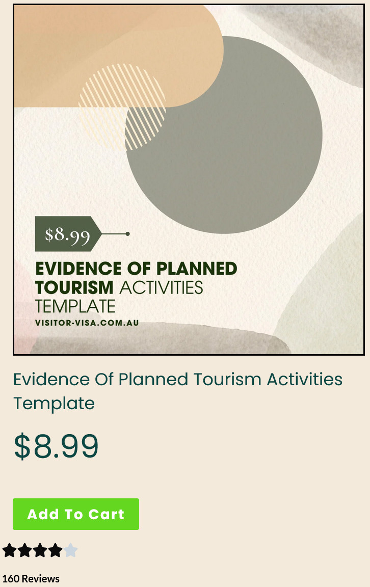 Evidence of Planned Tourism Activities Template