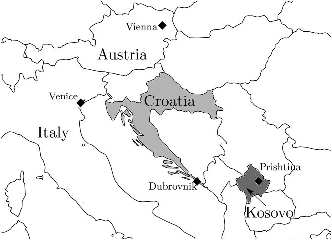 Map of affected and surrounding areas