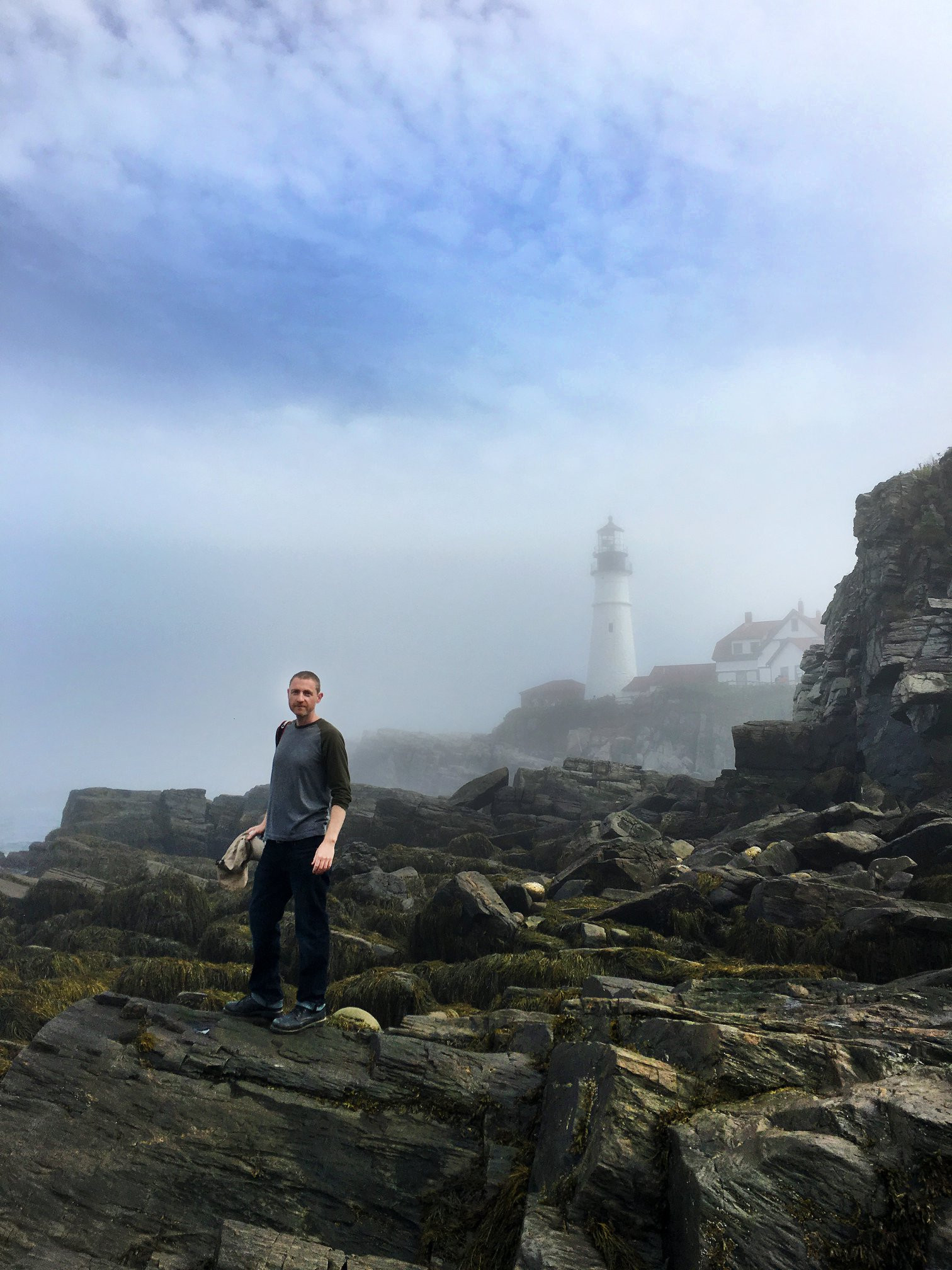 Hiking on the rocks at Portland Head