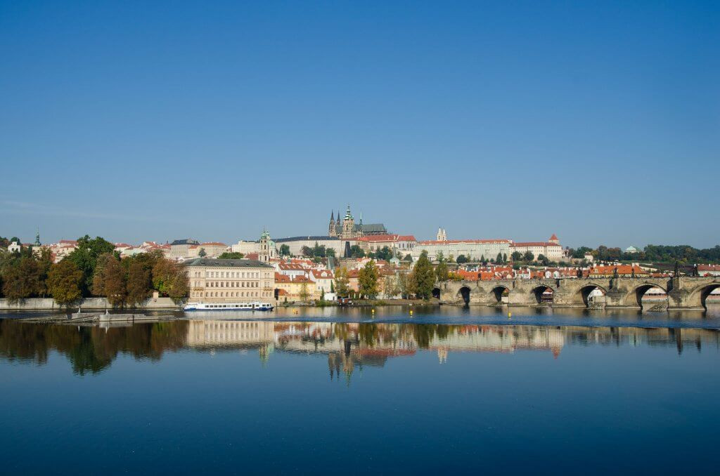 A scenic view of Prague, Czech Republic on a sunny day