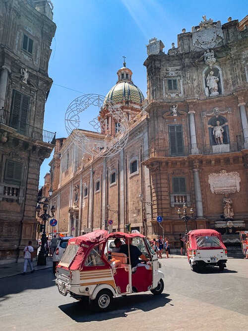 Panoramic view of Palermo, Sicily with its historic buildings and bustling harbor