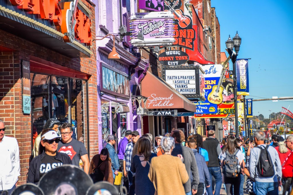 Nashville's Broadway bustles with tourists