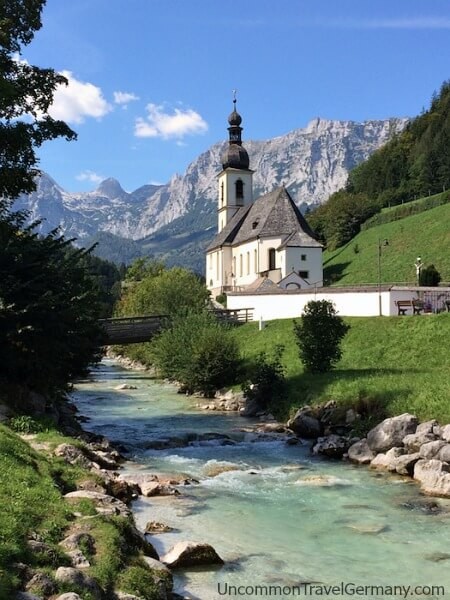 Ramsau church and stream, near Berchtesgaden