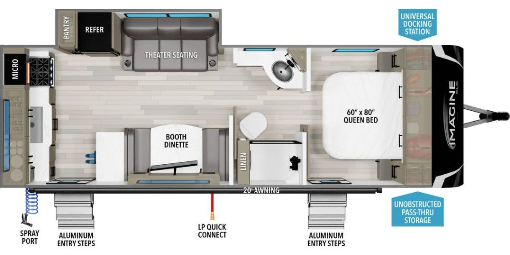 Imagine XLS 23LDE rear kitchen couple camper floor plan