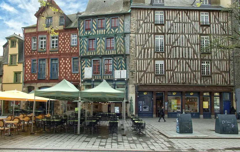 Quintessential half-timber houses in Rennes, France. 