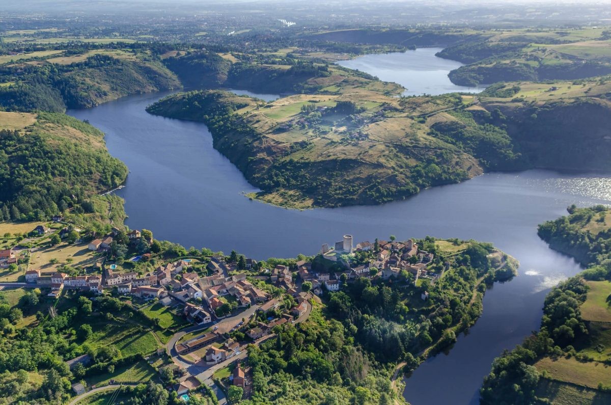 Aerial view of Saint-Jean-saint-Maurice-sur-Loire showcasing its beauty