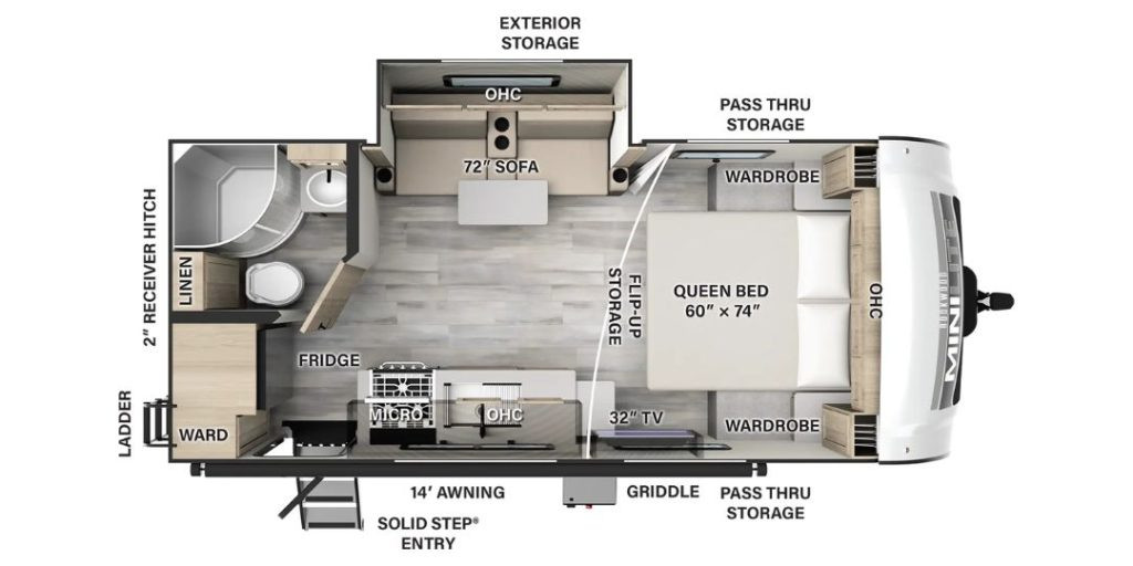 Rockwood mini lite 2109s sofa slide couple camper floor plan