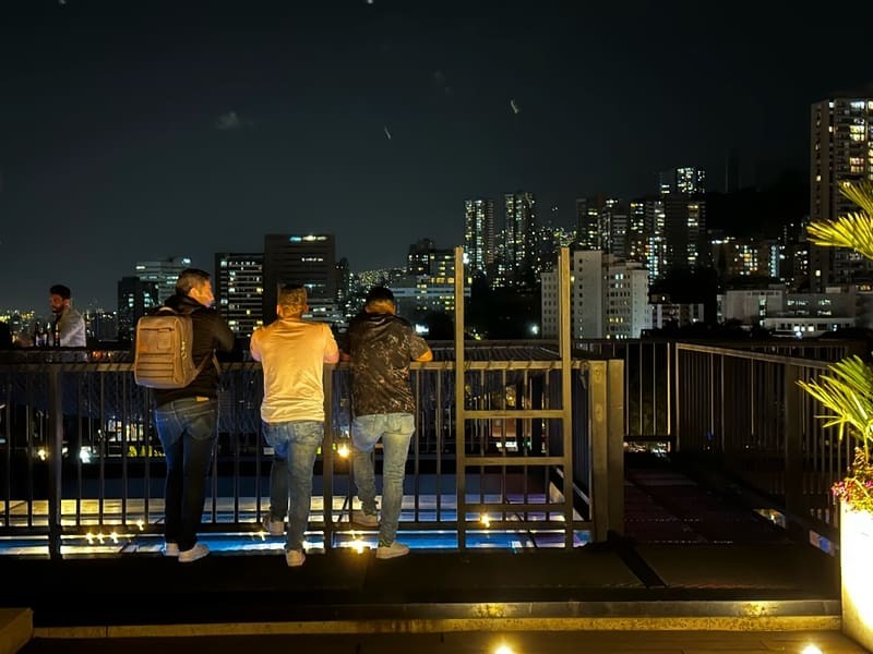 rooftop bar in El Poblado Medellin with city lights