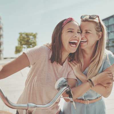 Travel nurse roommates sharing a laugh