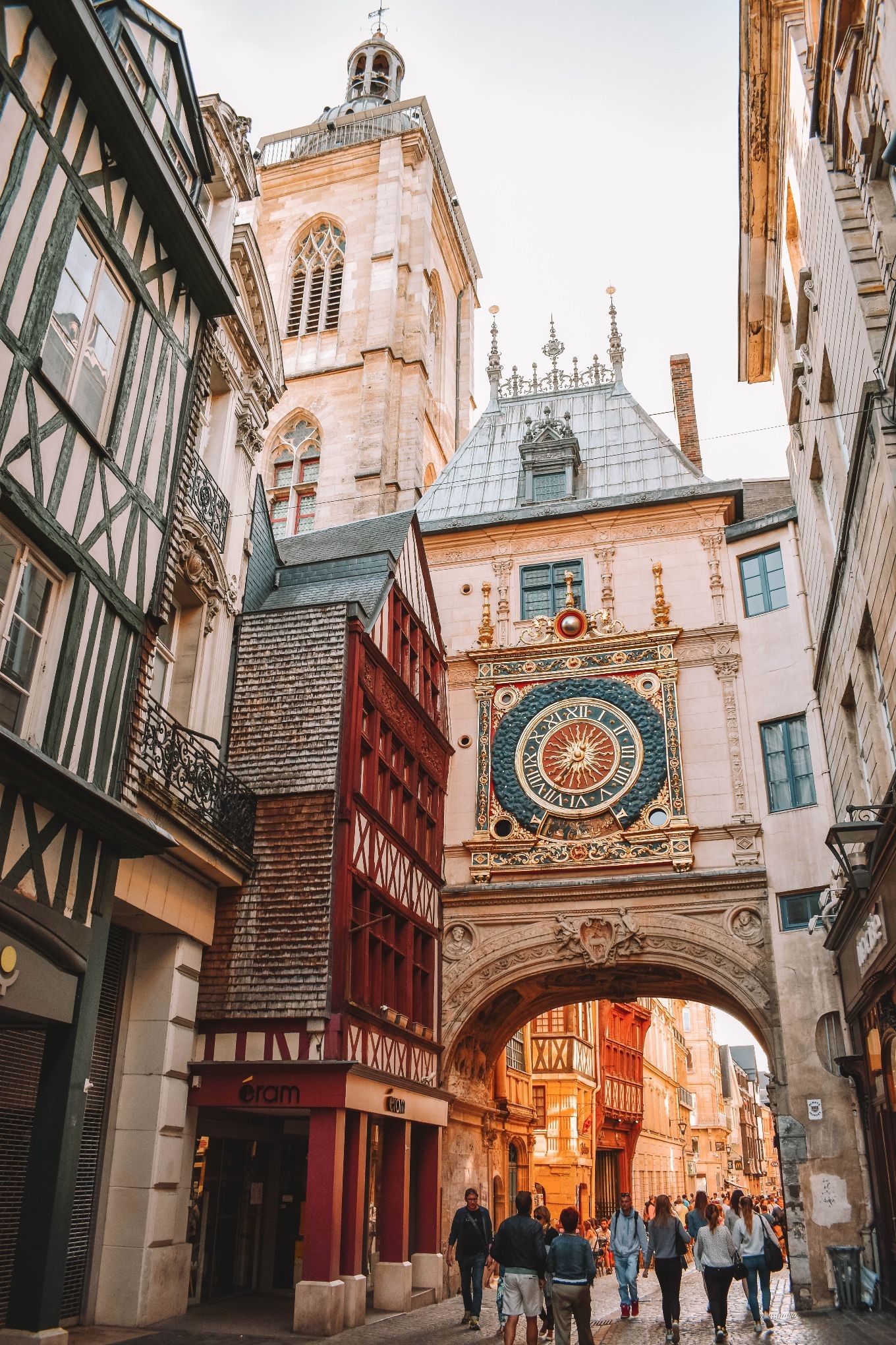 Half-timbered houses in Rouen, France, reflecting the city's rich history and architecture