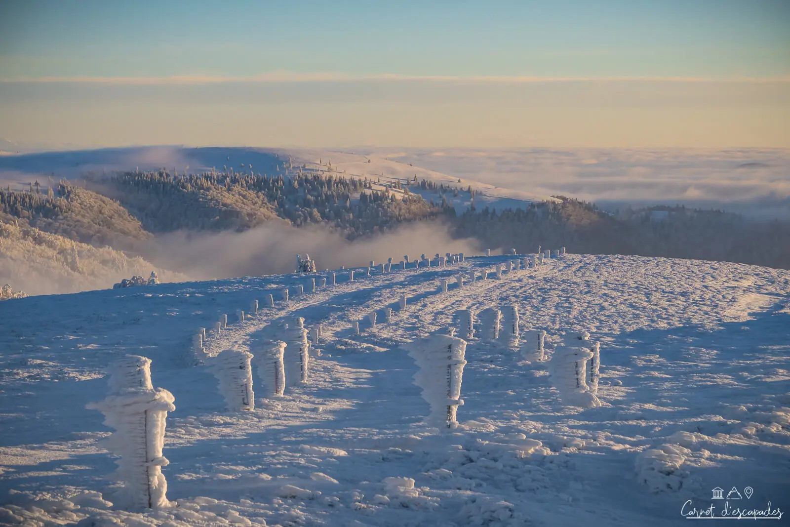 Route des Crêtes in the Vosges mountains during winter