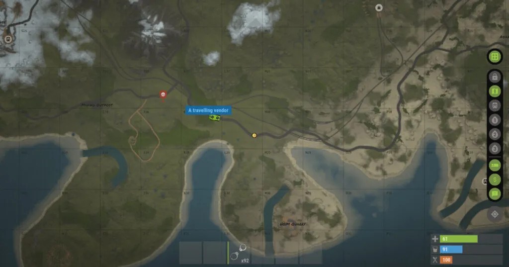 Finding the vendor on the in-game map