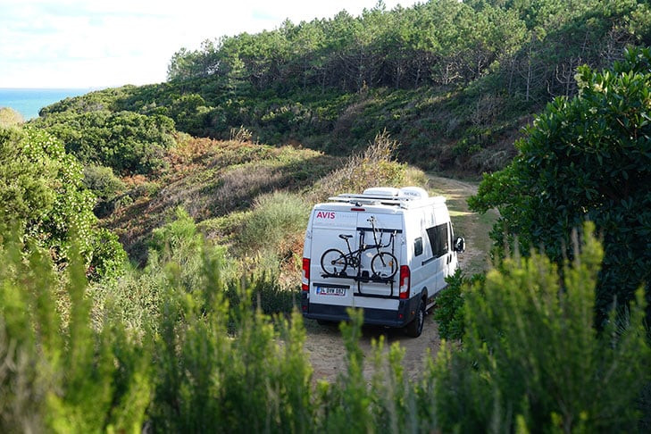 RV carrying a bicycle