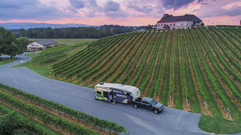 RV in the harvest field