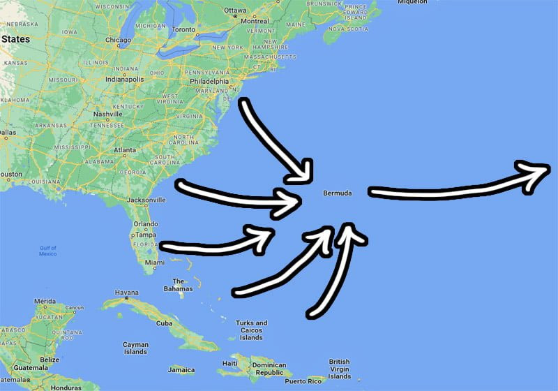 Sailing from US East Coast to Bermuda west to east