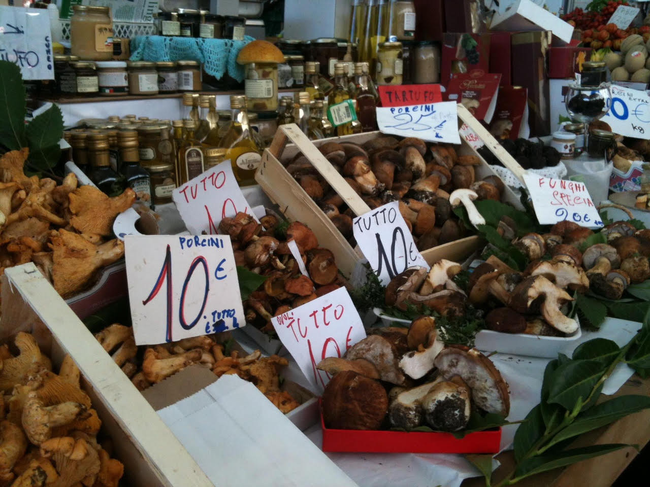 Variety of fresh produce on display at San Remo market