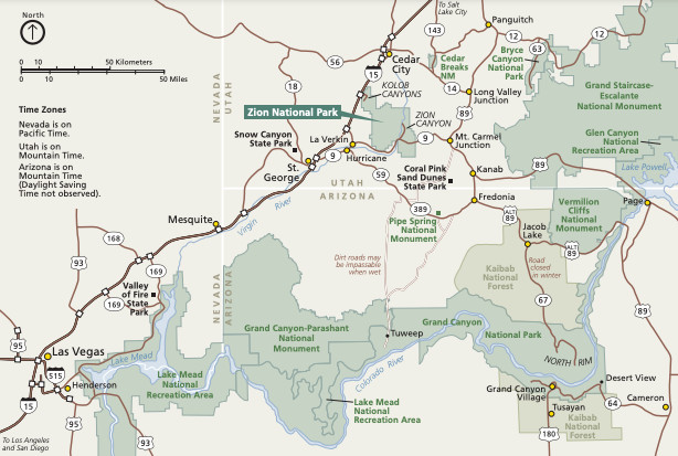 Map of Zion National Park