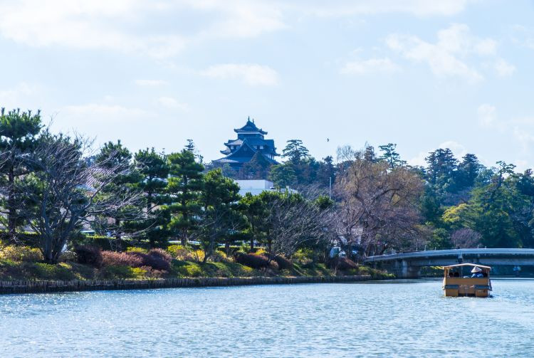 Matsue Castle overlooking the city, showcasing its historical significance