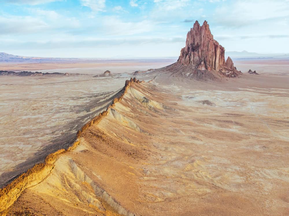 Shiprock - A towering rock formation and clear sky at Shiprock