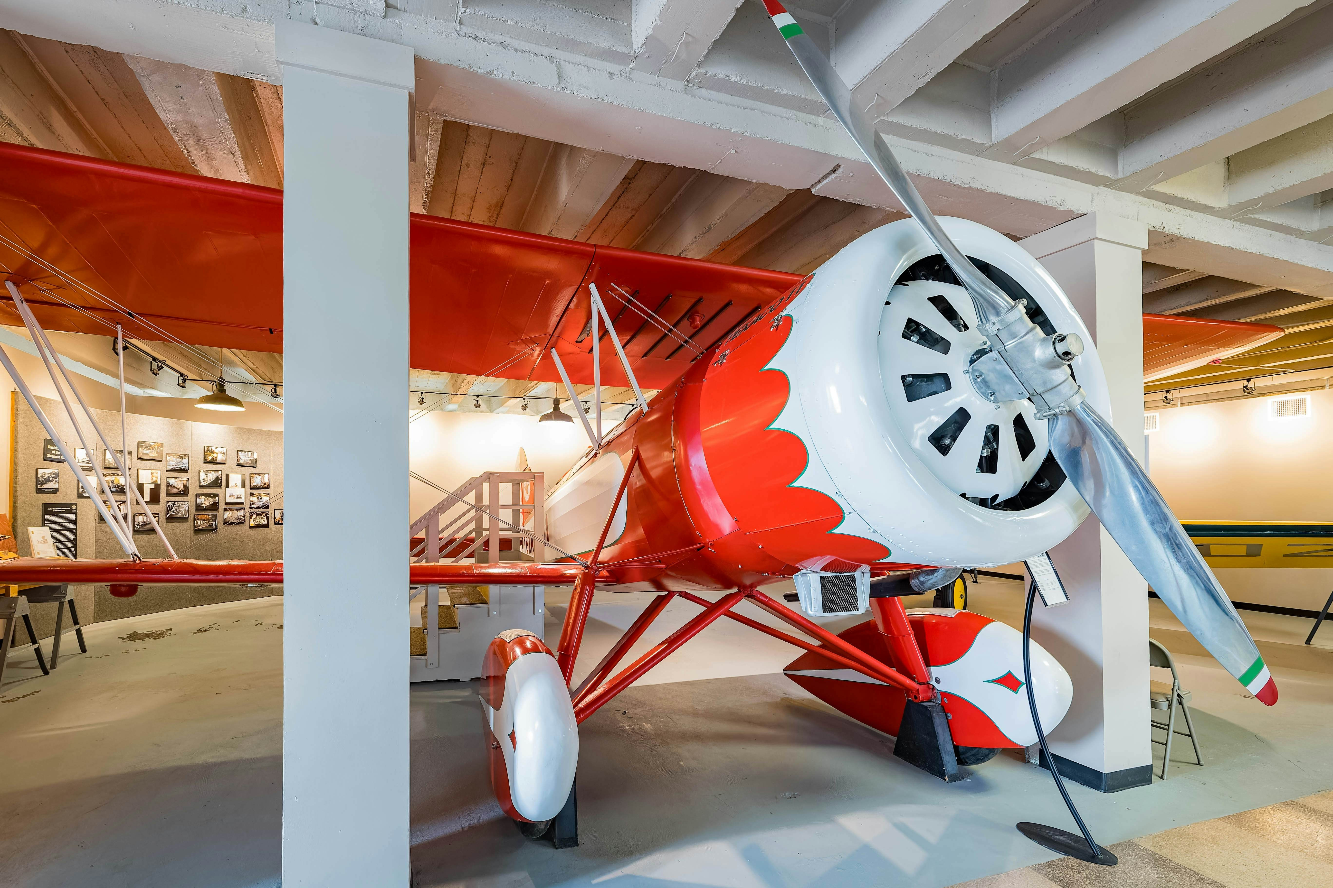 Interior of a Texaco airplane at the Kansas Aviation Museum showcasing aviation history