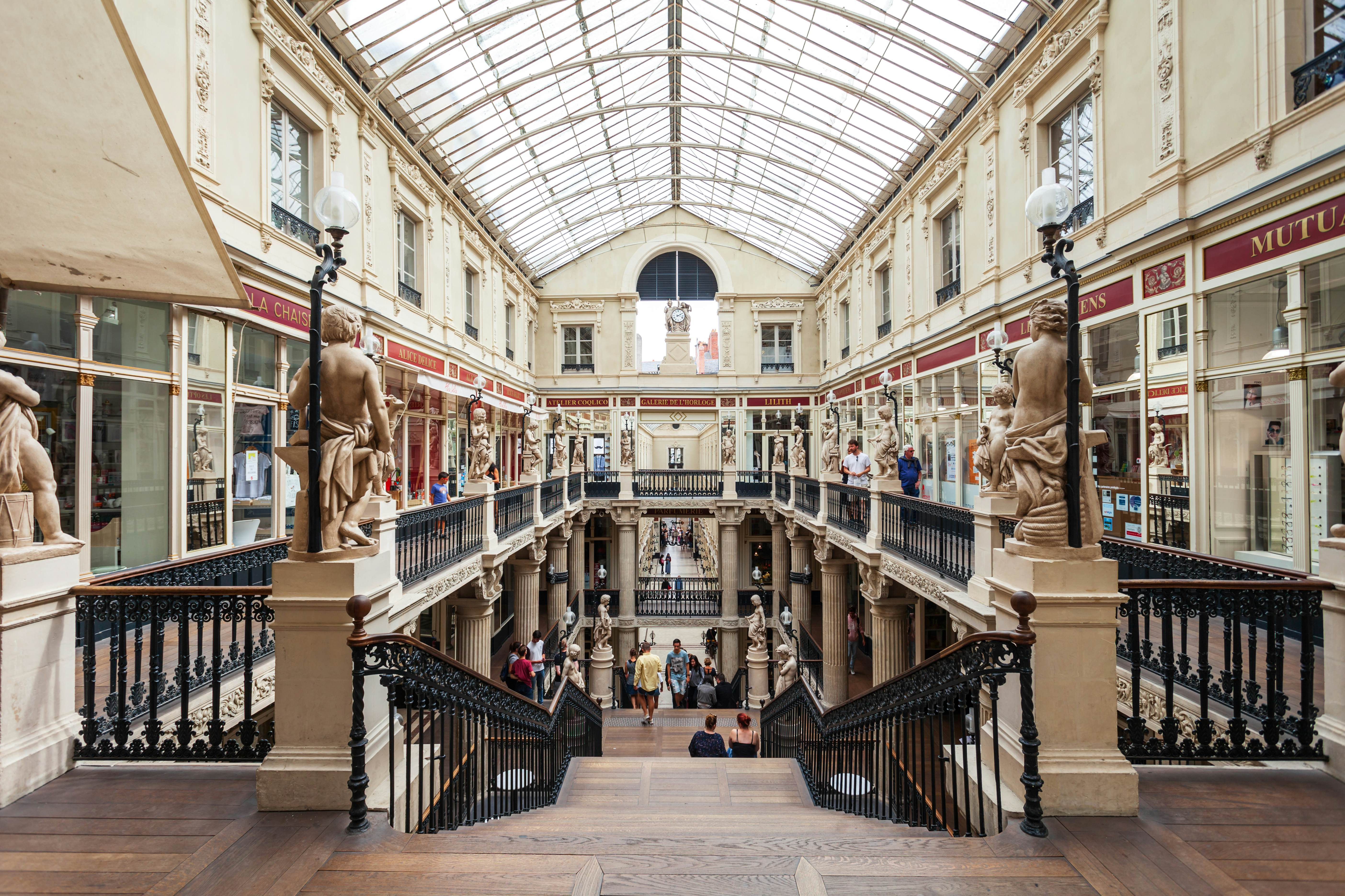 Interior of Passage Pommeraye - a shopping mall in the centre of Nantes city in France;