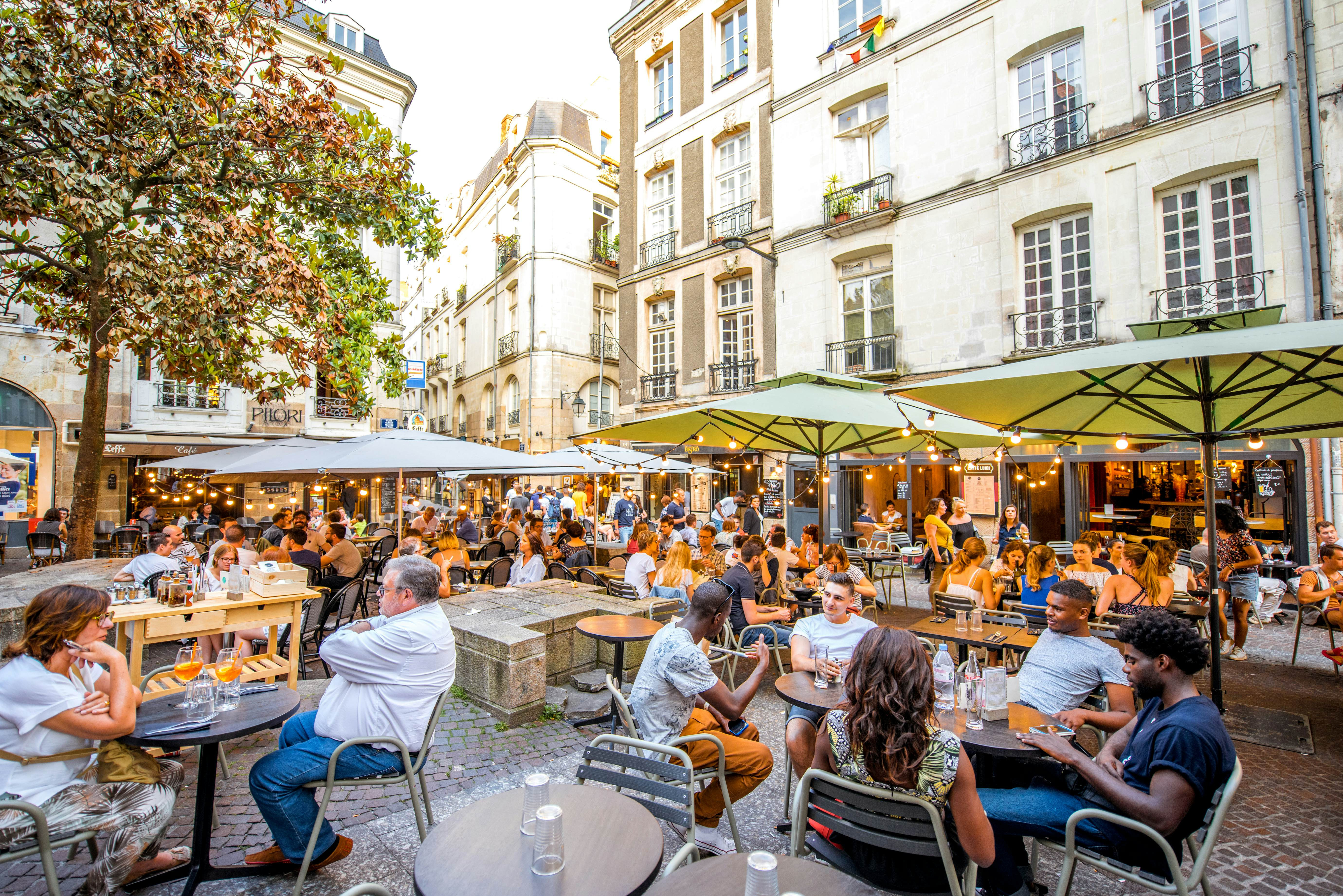 Bustling Talensac Market with fresh produce Nantes, France