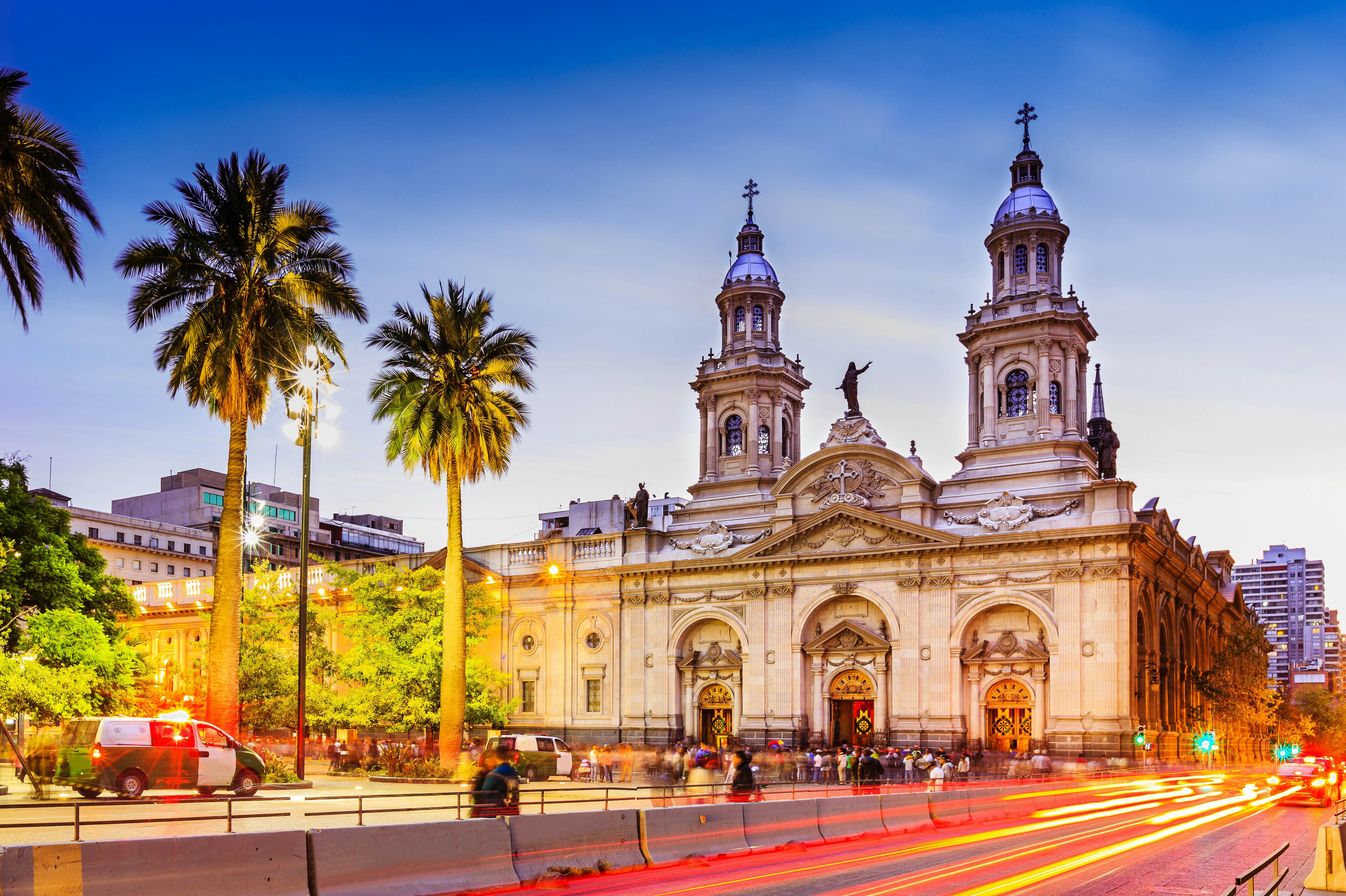 Plaza de Armas in Santiago, Chile at Night