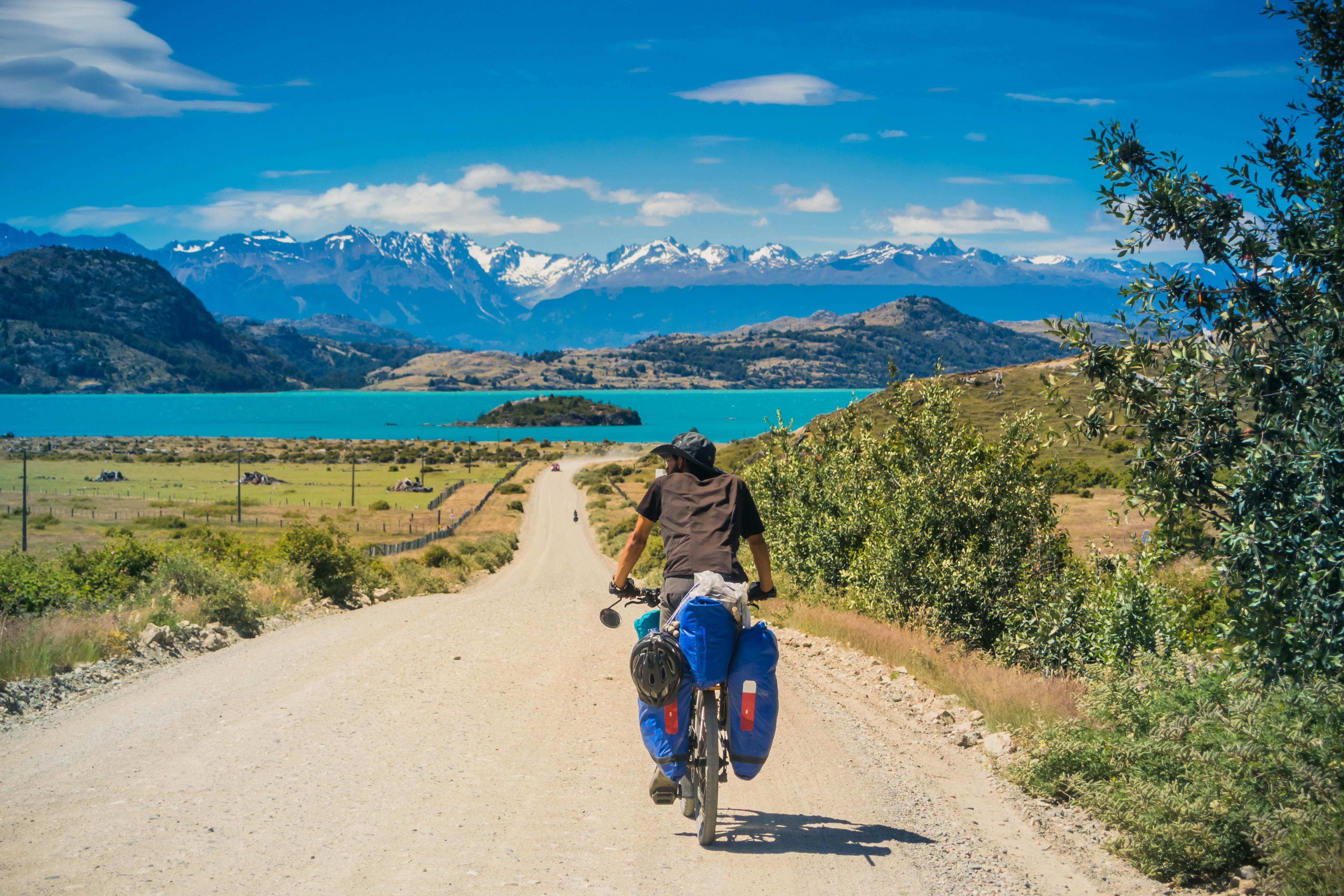 Cyclist on the Carretera Austral in Chile