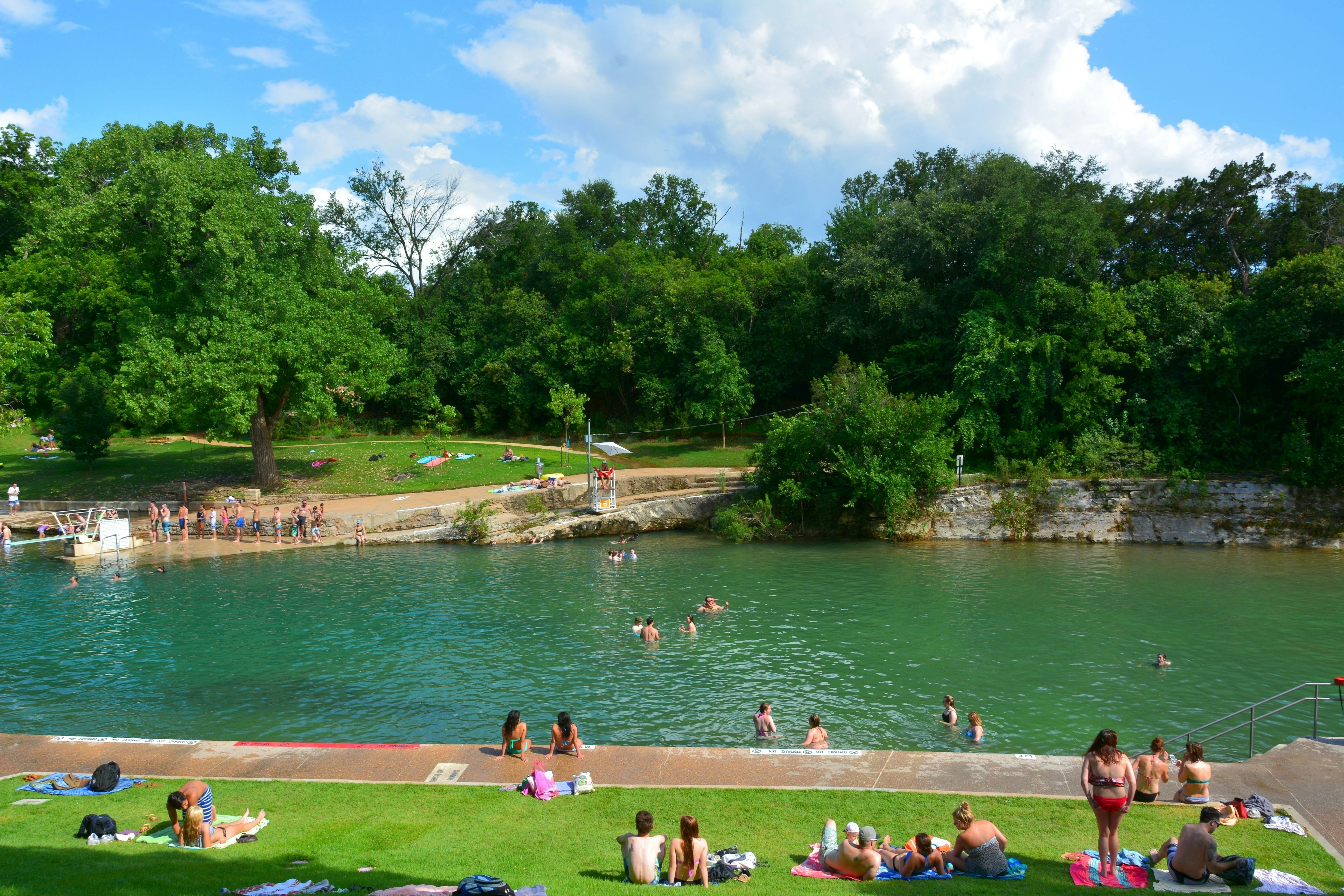 Swimming at Barton Springs Pool in Austin