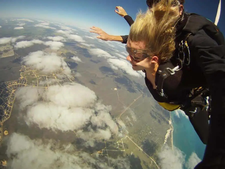 Skydiving over the beach in Australia