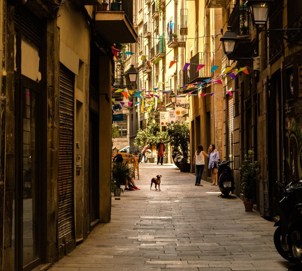 Crowded street in Barcelona's Gothic Quarter