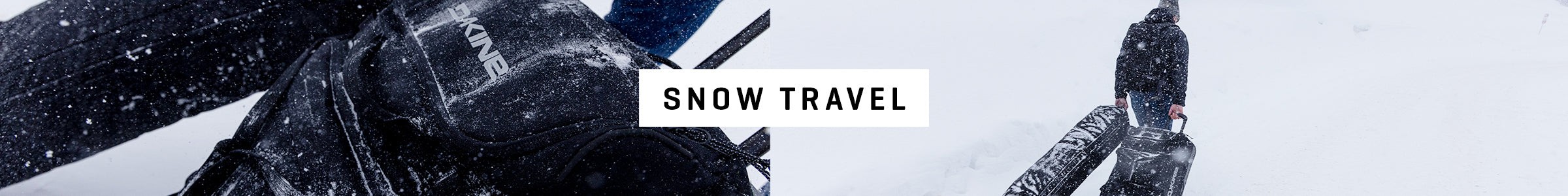 Ski equipment in a ski travel bag