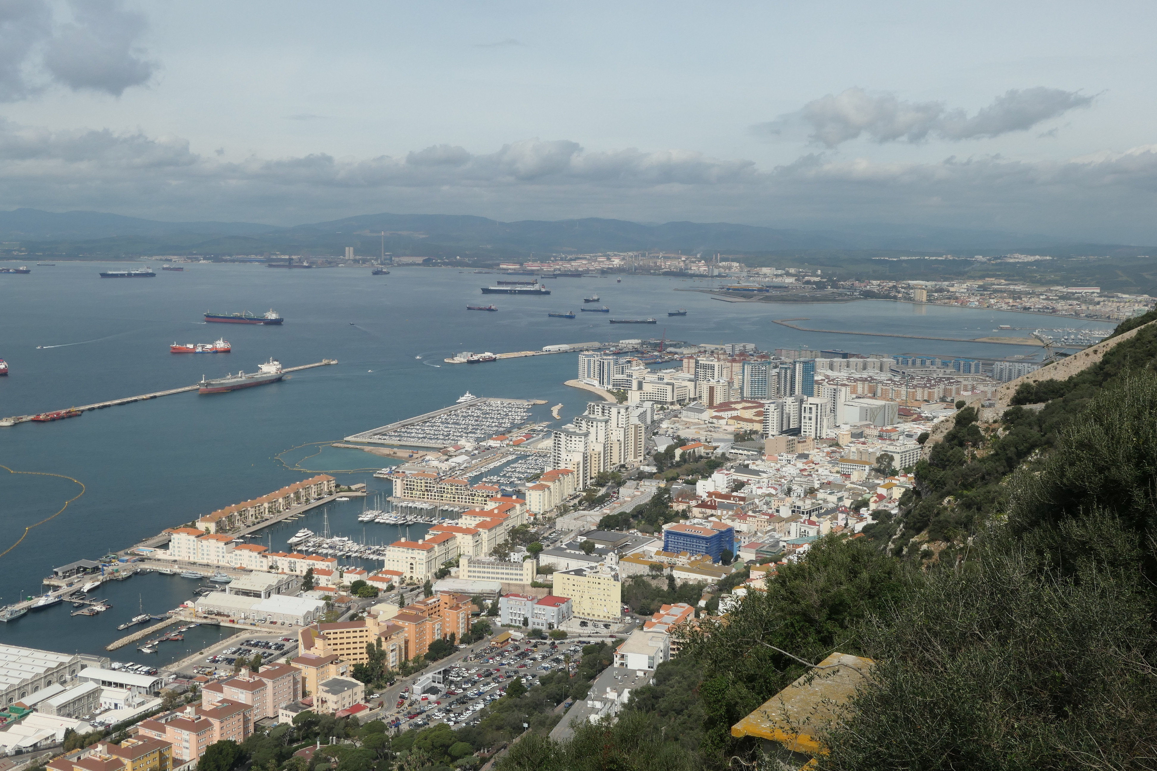 View of Gibraltar towards La Linea, Spain