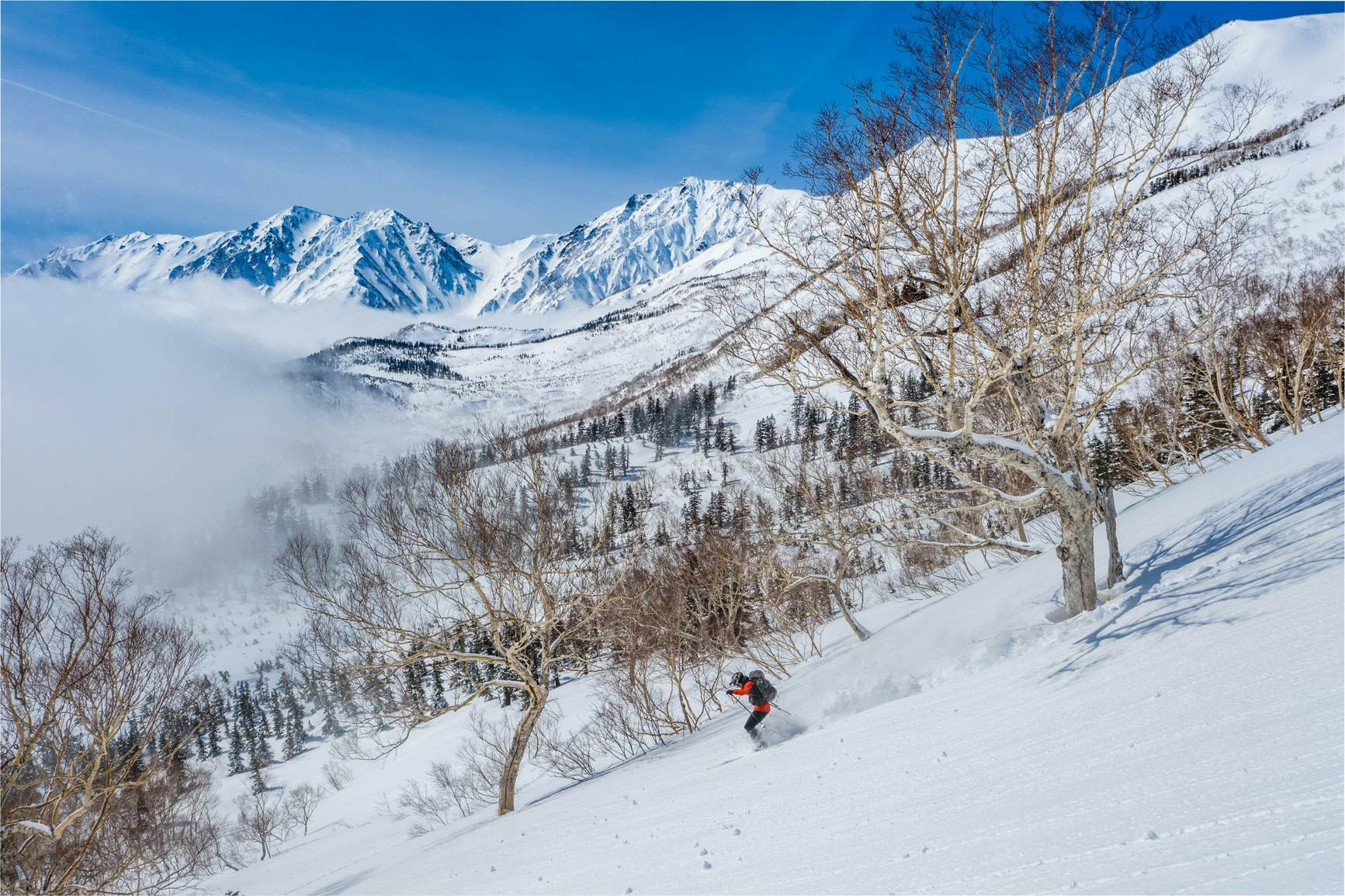 Skiing in the Japanese Alps, showcasing Japan's adventurous outdoor activities