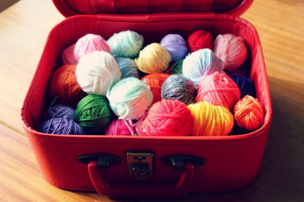Store yarn inside suitcase