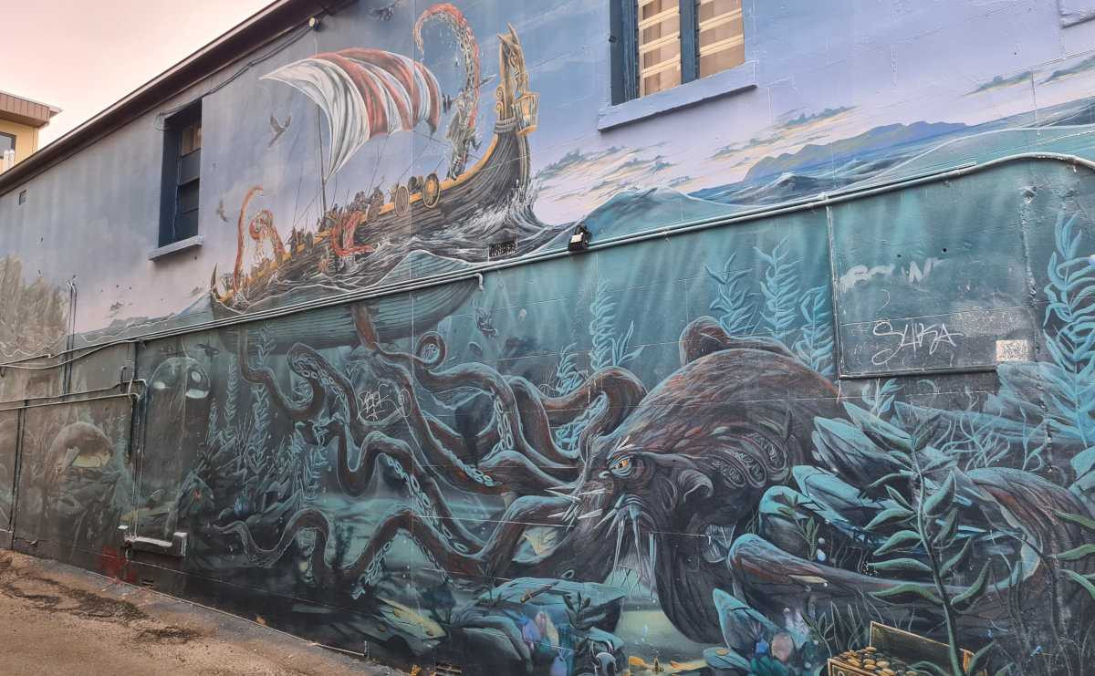 Street art Hobart Kraken Seafood