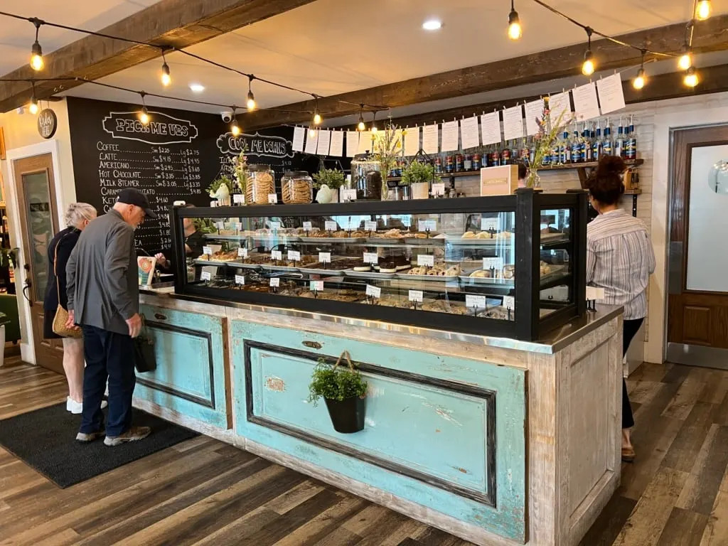 The bakery case at Sugar and Dice in Corner Brook