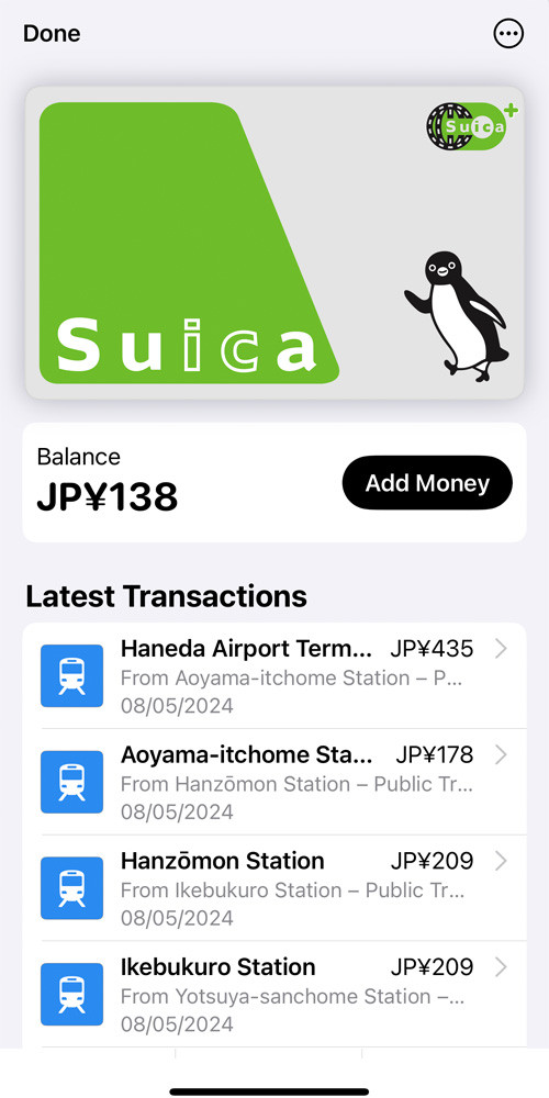 Using a Suica card on iPhone makes traveling in Japan easier