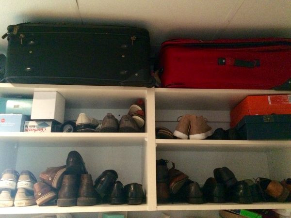 Suitcase storage shelves