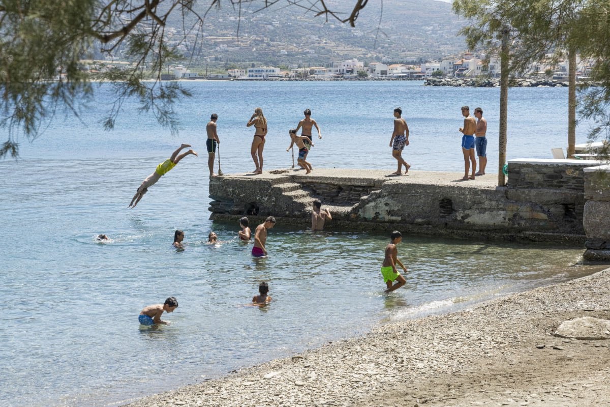 Swimming in Korthi, Andros Island Greece