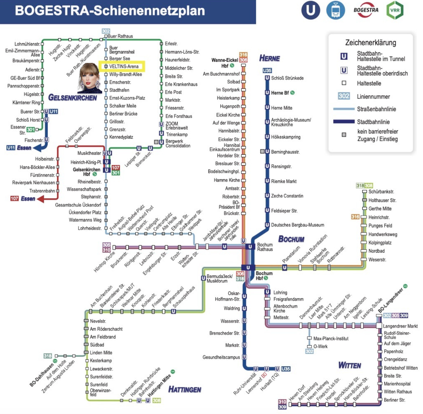 bogestra streetcar plan with veltins arena noted
