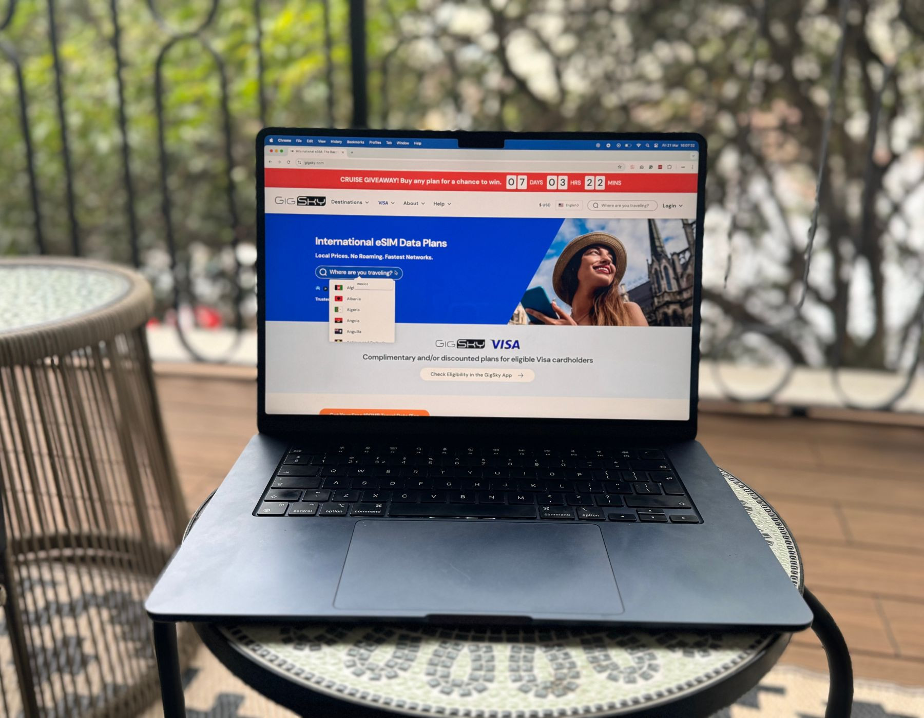 The GigSky website open on a laptop - one of the best eSIMs for travel