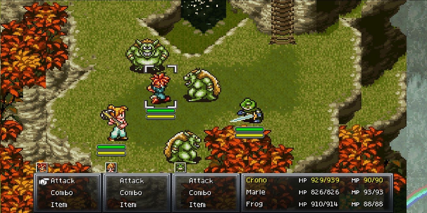 The party in Chrono Trigger fighting a wave of enemies.