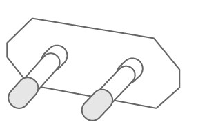 Apple travel adapter designed for use in Continental Europe (EUR), featuring slightly angled, round, thin pins for compatibility with Type C outlets