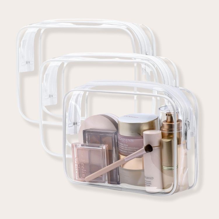 Using clear toiletry bags simplifies security checks and keeps liquids organized