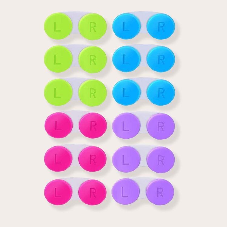 Contact lens cases are perfect for storing small amounts of makeup and saving space